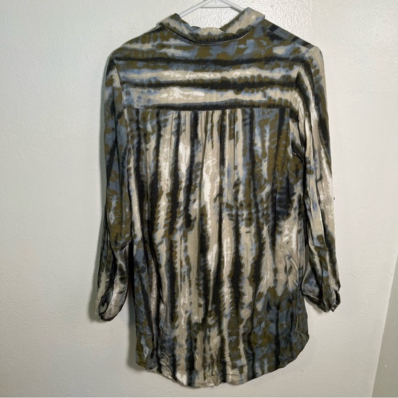 Casual Studio Button Down Tunic Top Green Tie Dye S - Picture 5 of 9
